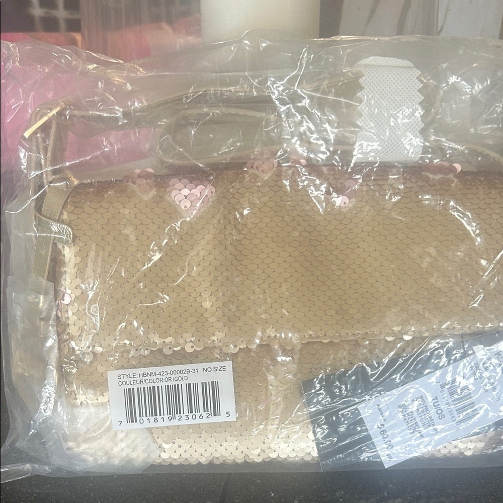 Nicole Miller Shimmering Gold Sequin Wristlet